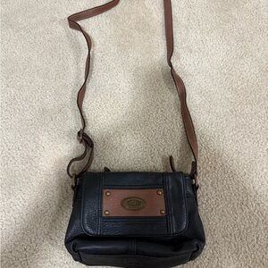 boc Black and Brown Crossbody Bag with Adjustable Strap